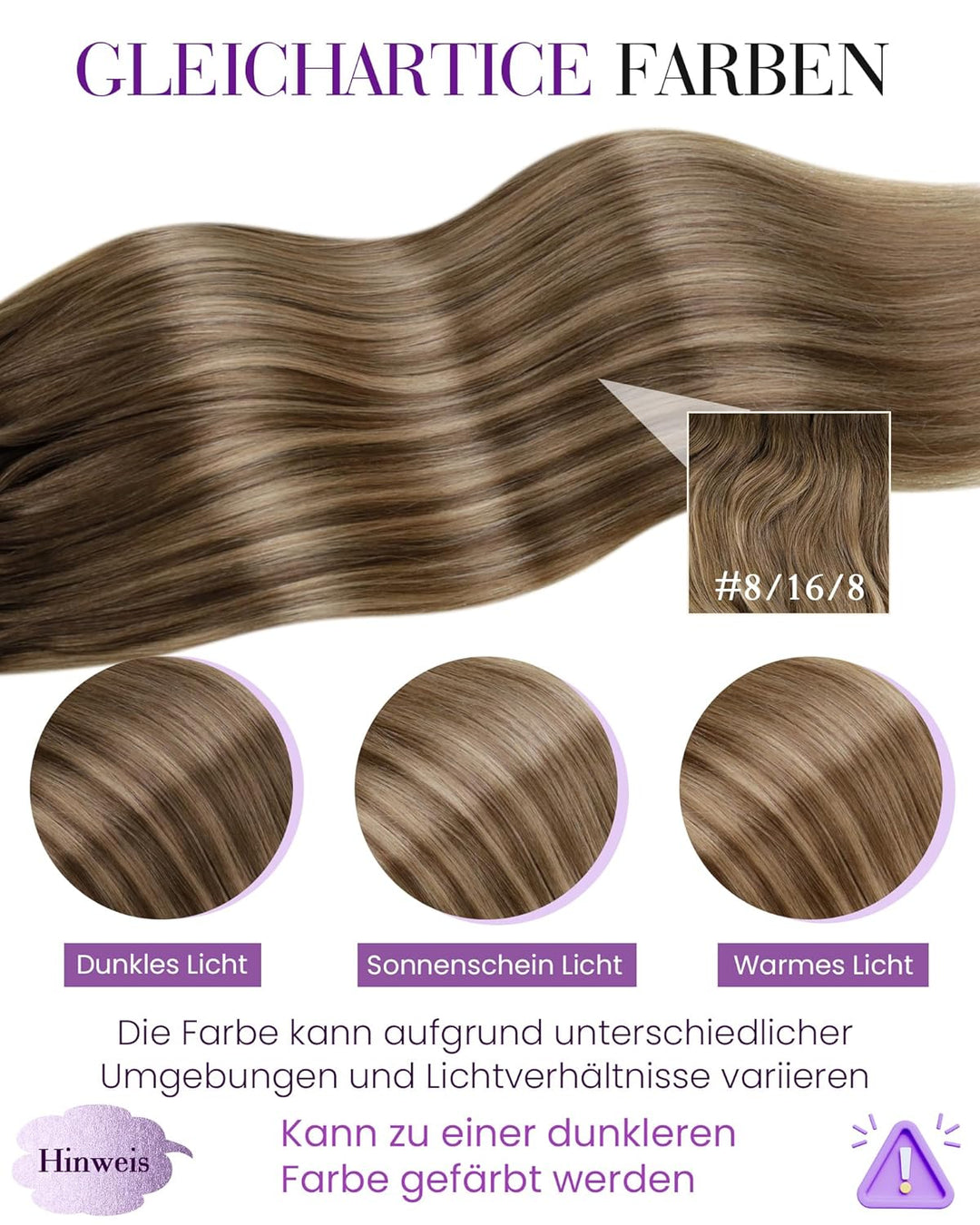 LaaVoo Microring Extensions Echthaar Balayage Hellbraun Ombre Goldblond Cold Fusion Echthaar Extensi