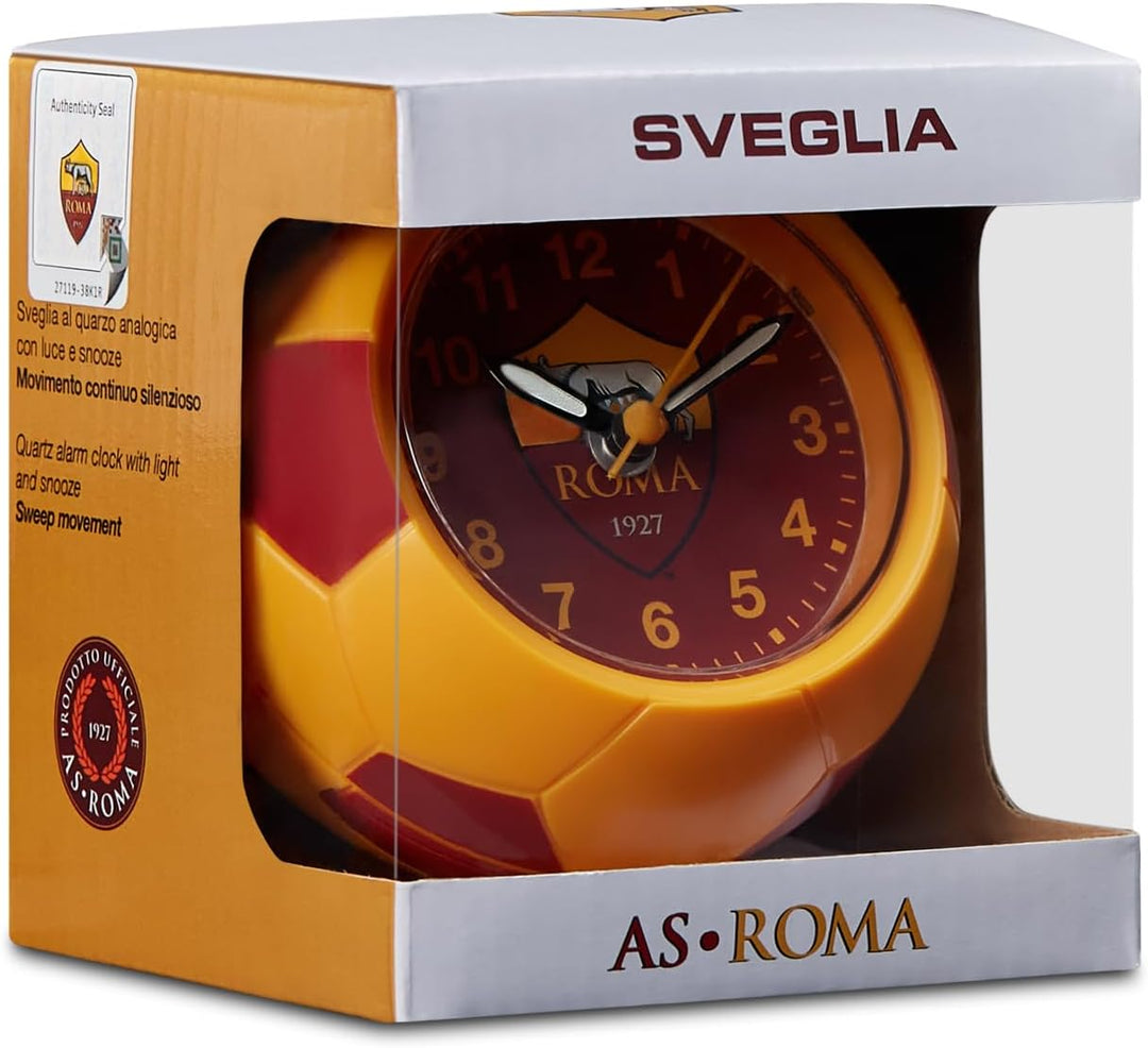 Seven AS Roma Quarzwecker Fussball Rot Gelb Kinder Jungen Fussball Fan Geschenk