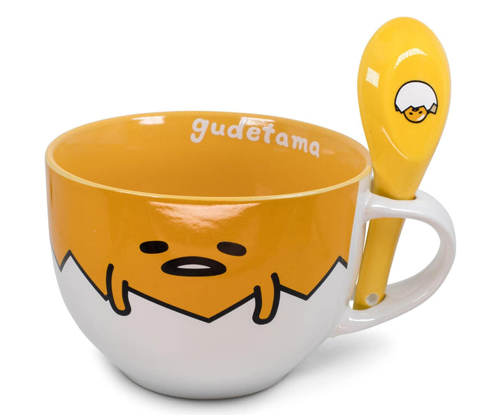 Silver Buffalo GUD20136B Sanrio Gudetama Suppentasse mit Löffel, Keramik, Gelb, Sanrio Gudetama Clos