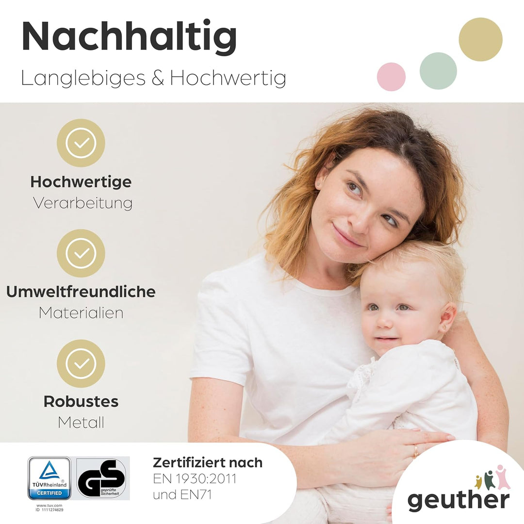 Geuther Türschutzgitter Easylock Plus | Treppenschutzgitter ohne Bohren Breite 160,5-168,5 cm | Türg