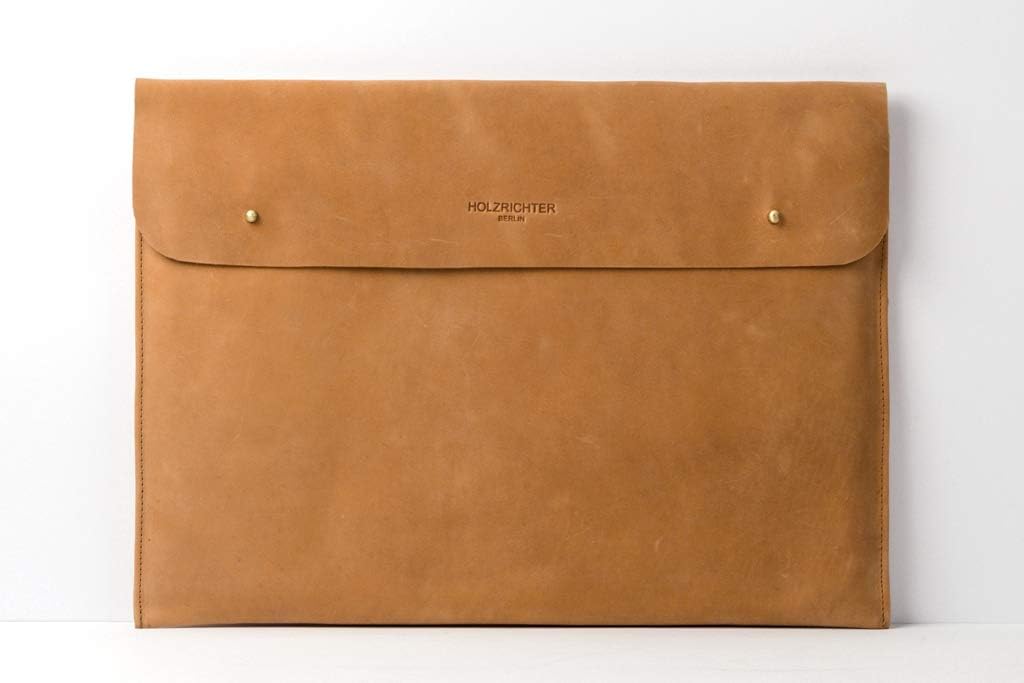 HOLZRICHTER Berlin Laptop 15“ Sleeve - Premium Hülle aus Leder – Ledertasche für Notebook Apple MacB