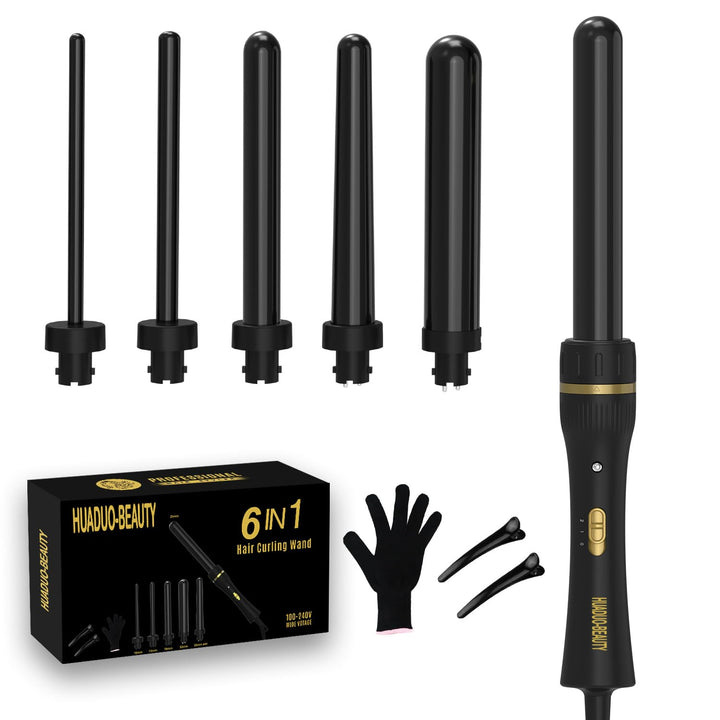 Welleneisen für Haare Keramik Set 6-in-1 Lockenstab mit Verschiedenen Aufsätzen Einstellbare 9-32mm