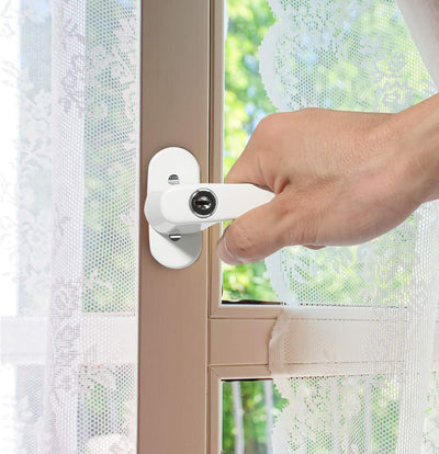 Vigevee 4 Stück Fenstergriffe Aluminium abschliessbar, Fenstersicherung mit Schloss in Stiftlänge 35