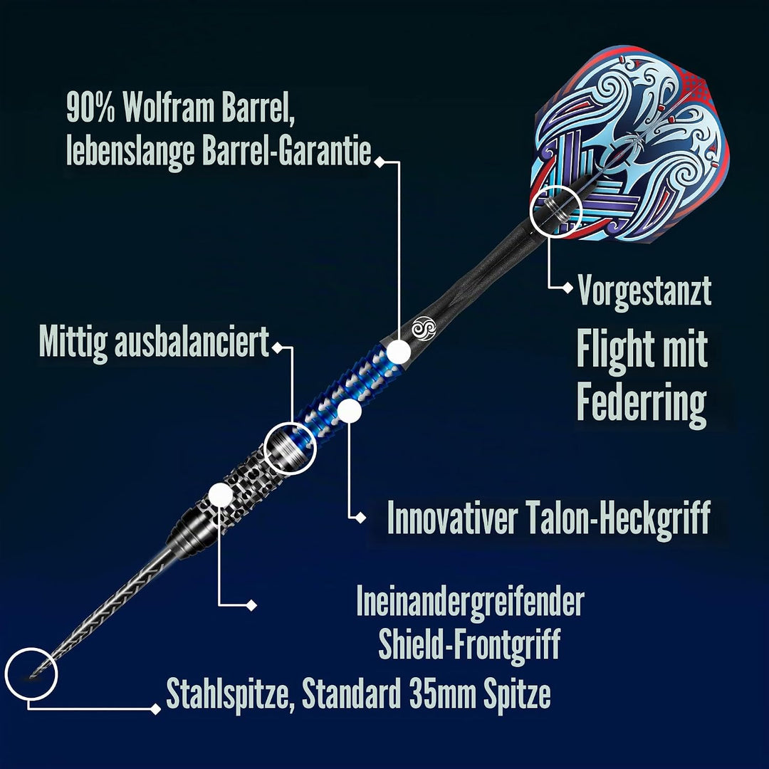 Shot! Darts Viking Raven 90% Tungsten Pro Throwing Darts Steel Tip Set Professional Made in New Zeal