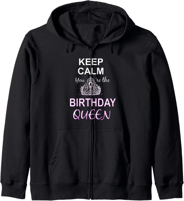 Ruhig bleiben Geburtstags-Königin Geschenk Kapuzenjacke