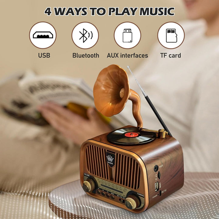 Retro Radio Klein AM/FM/SW, Nostalgie Radio mit Bluetooth, Unterstützt USB/TF/AUX Funktion, Tragbar