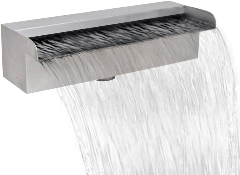 HOMIUSE Pool-Wasserfall Fontäne Rechteckig Edelstahl 30 cm L Wasserfall Brunnen Wasserfall Garten Wa