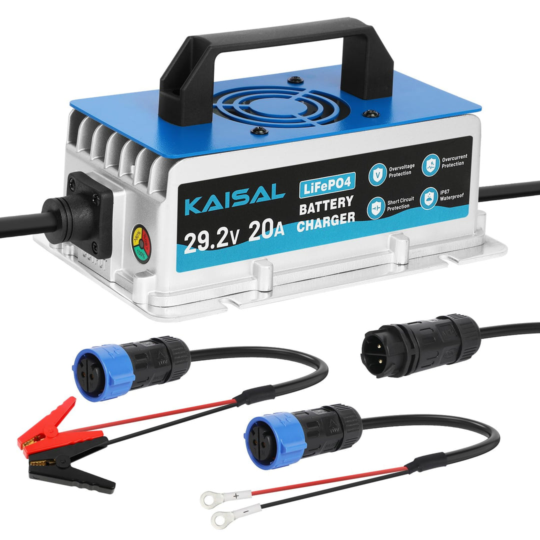 KAISAL 29.2V 20A LiFePO4 Ladegerät, LiFePO4 Batterieladegerät für 24V/25.6V Lithiumbatterie, 0V Akti