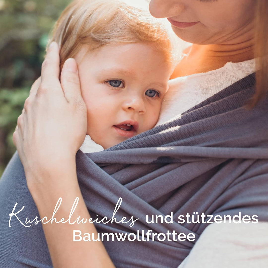 Boba Babytragetuch ab Geburt bis 15 kg - Kuschelweiches & Stützendes Baumwollfrottee, Tragetuch Baby