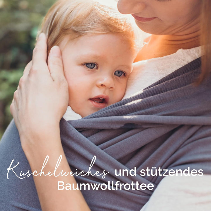 Boba Babytragetuch ab Geburt bis 15 kg - Kuschelweiches & Stützendes Baumwollfrottee, Tragetuch Baby