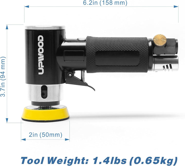 Mini Druckluft-Exzenterschleifer Set mit 2" (50 mm) und 3" (75 mm) Schleiftellern, Kompakter Pneumat