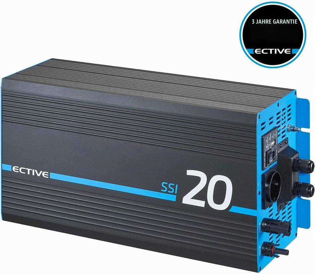 ECTIVE Reiner Sinsus Wechselrichter SSI 20-2000W, 20A, 24V auf 230V, Überlastschutz, Überhitzungssch