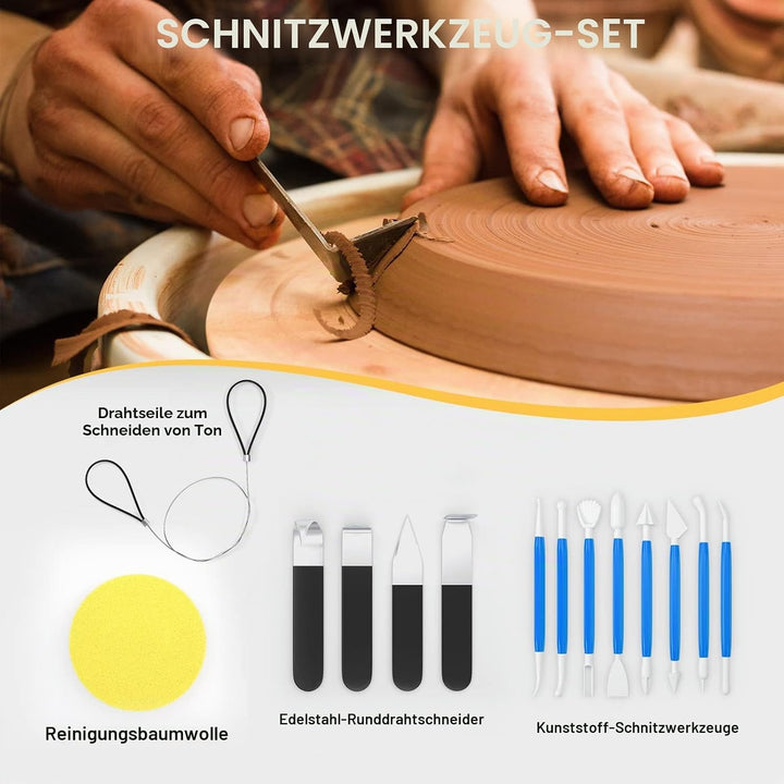 VAYOTOY Elektrische Töpferscheibe 25CM 350W Professionelle Töpferscheibe Formmaschine Keramik Clay M