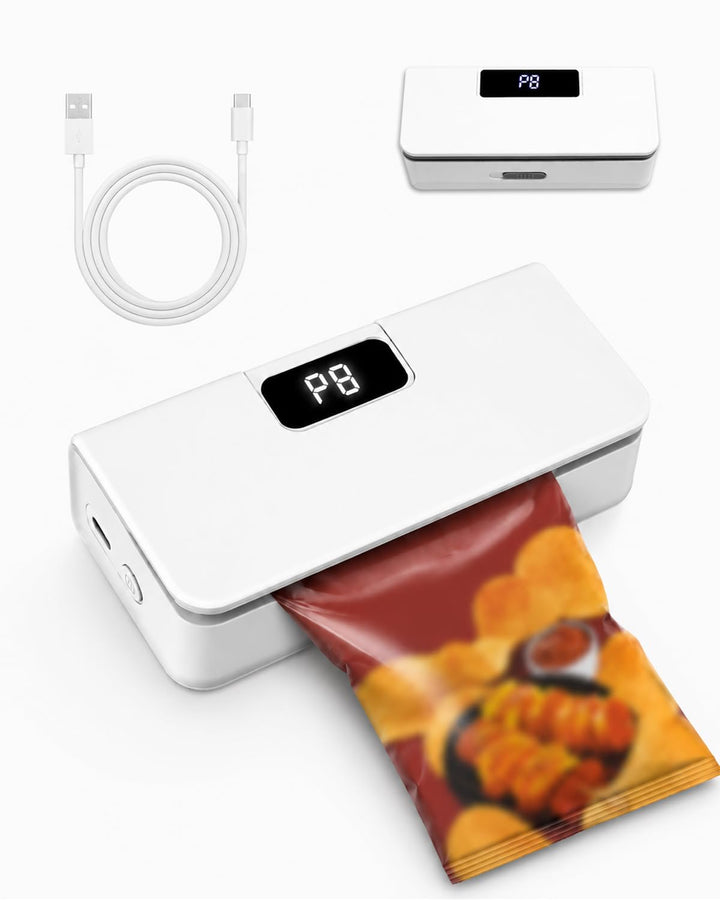 Pro Mini-Folienschweissgerät 8-Stufen,Upgraded Tragbarer Bag Sealer mit LED-Countdown, Integriertem