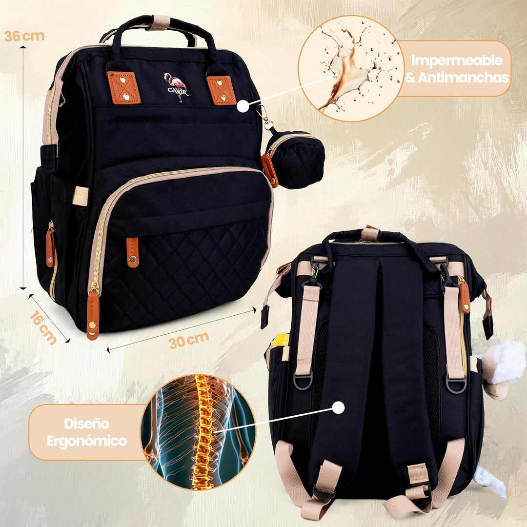 CAMIR Wickelrucksack, Rucksack für Kinderwagen, Wickeltasche, Mutterschaft, tragbar mit Haken für Ki