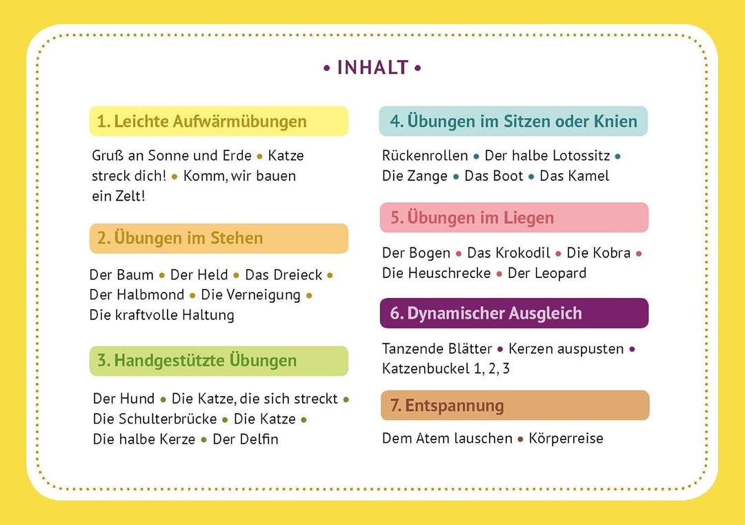 30 Kinderyoga-Bildkarten. Übungen und Reime für kleine Yogis. Yogakarten. (Körperarbeit und innere B