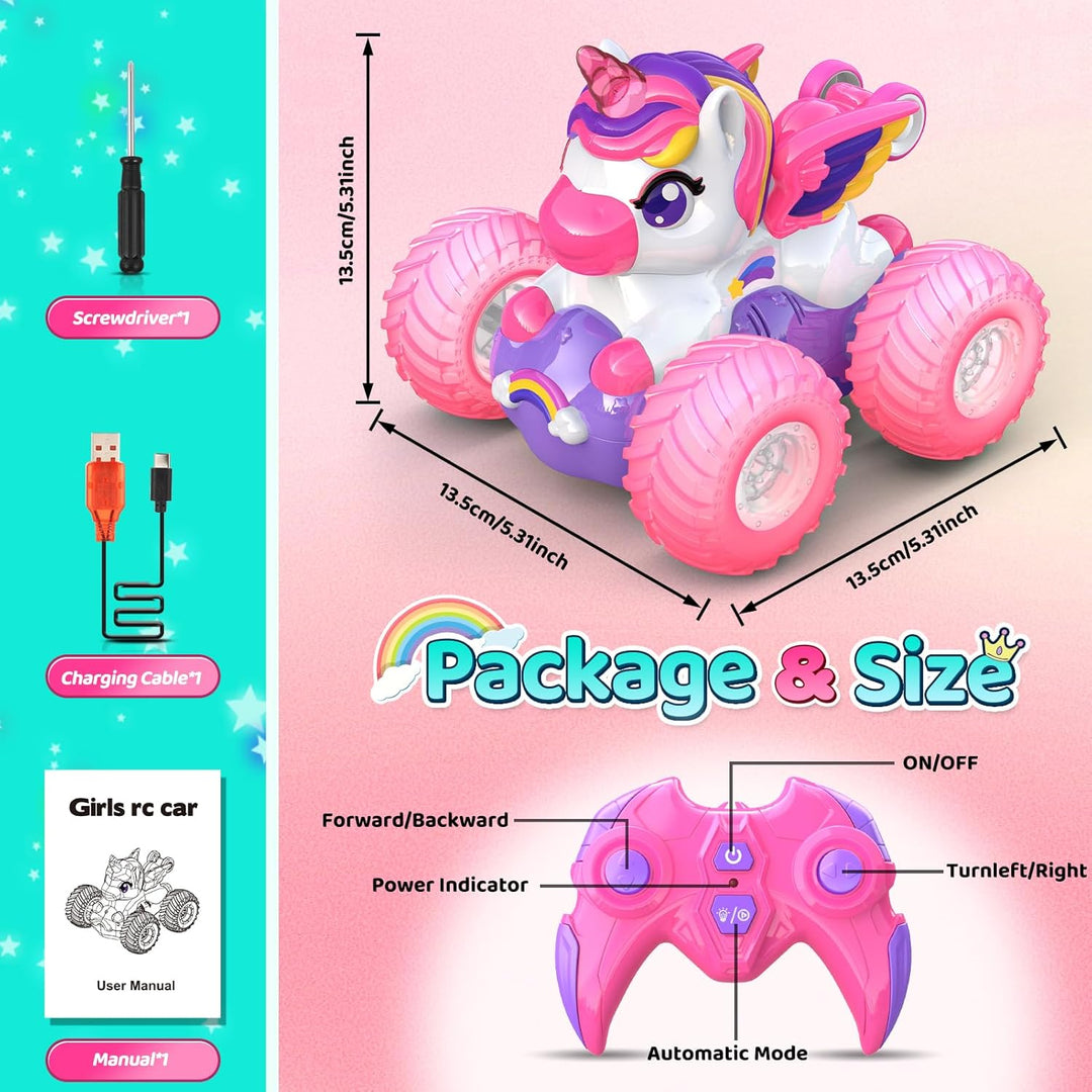 HappyGoLucky Ferngesteuertes Auto Mädchen ab 3-10 Jahre, 2.4Ghz 4 WD RC Auto Spielzeug Monster Truck