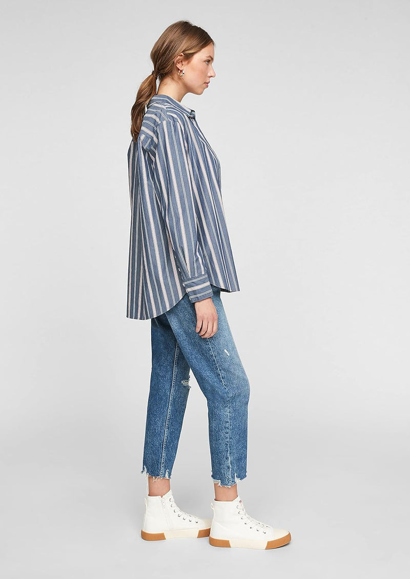 s.Oliver Damen Bluse L Blue Stripes, L Blue Stripes