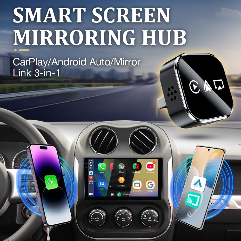 Weciau Carplay Wireless Adapter, 3-in-1 Wireless CarPlay Adapter, Upgrade Android Auto Wireless Adap
