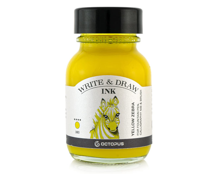 Octopus Write and Draw Ink 380 Yellow Zebra, wasserfeste Tinte zum Schreiben und Zeichnen, Kalligrap