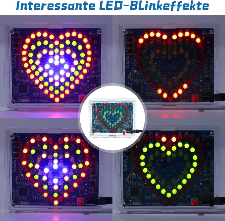 DONGKER LED Löt Übungssatz, DIY Liebeslampe LED Leuchten, Löt Bausatz, elektronische Kits für Schüle