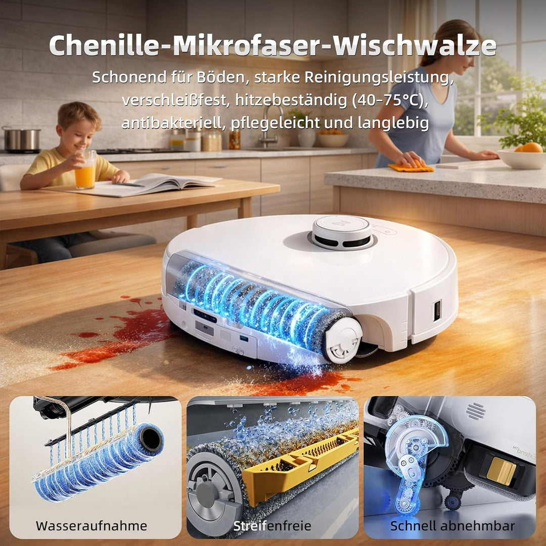 26 Stück Zubehör für Roborock Qrevo Curv 2 Flow Saugroboter, 4 Hauptbürste, 2 Wischwalze, 4 HEPA-Fil