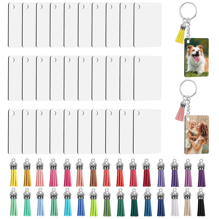 120 Stück Sublimation Rohlinge Schlüsselanhänger Set mit Wärmeübertragungs MDF Rechteckig Blanko, Qu