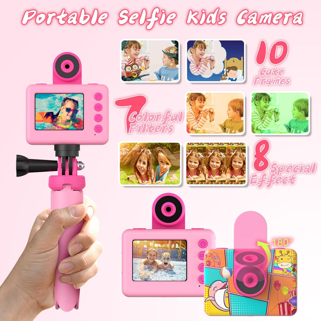 Ushining Kinderkamera Wasserdichte Kamera für Kinder, 1080P Digitalkamera Videokamera Selfie Kamera