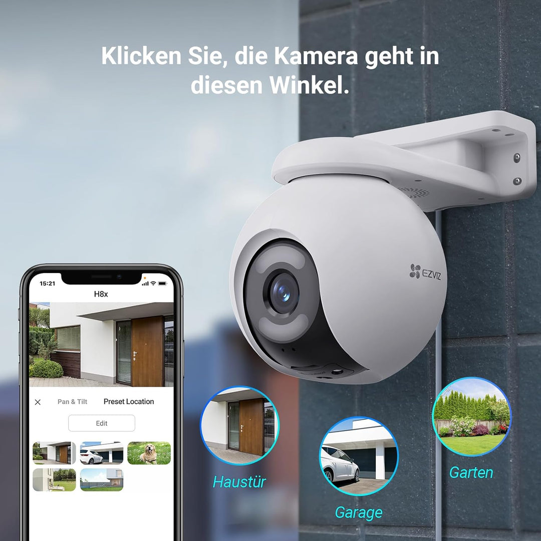 EZVIZ 4MP WLAN Überwachungskamera Aussen, 30m ColorX-Nachtsicht, 360° PTZ Überwachung Kamera Outdoor