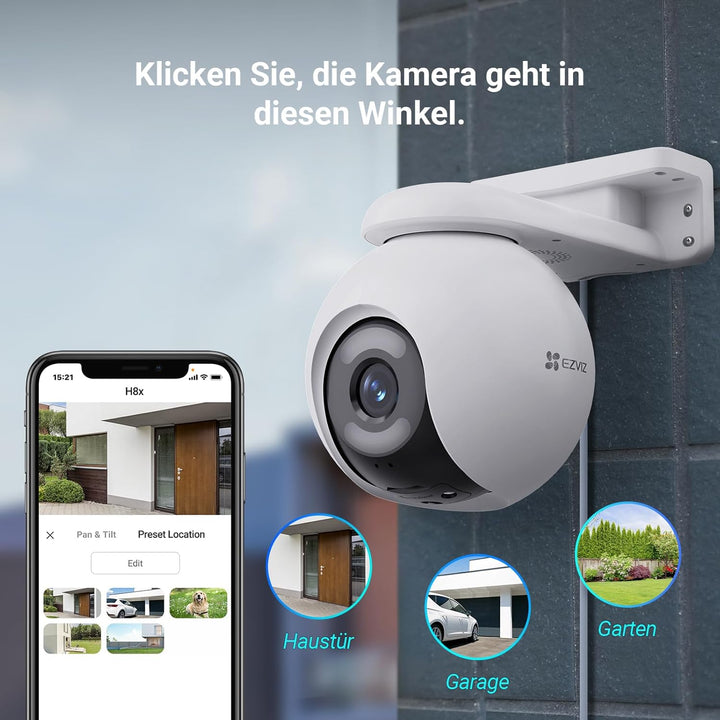 EZVIZ 4MP WLAN Überwachungskamera Aussen, 30m ColorX-Nachtsicht, 360° PTZ Überwachung Kamera Outdoor