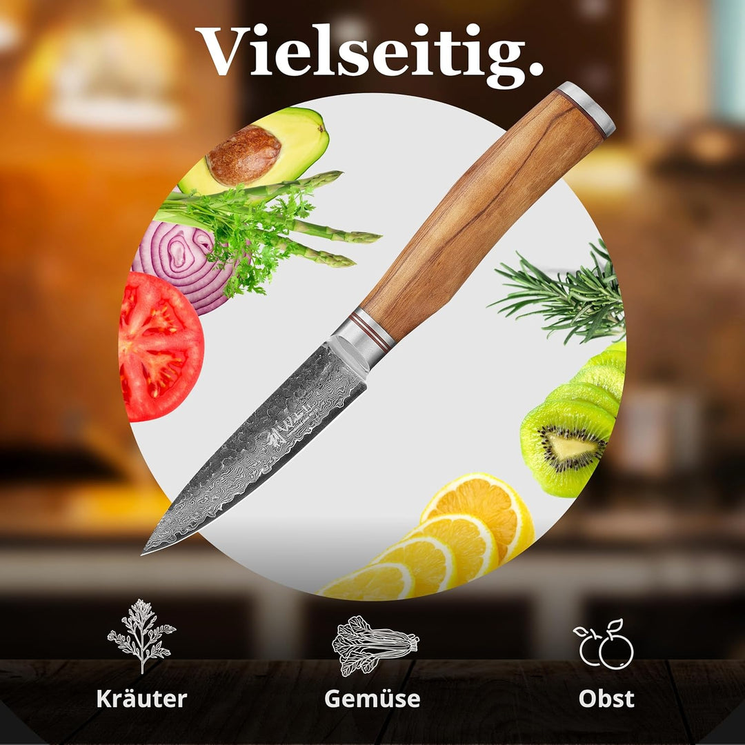 Wakoli Olive HS Serie Damastmesser Allzweckmesser 12,50 cm Klinge extrem scharf aus 67 Lagen I Damas