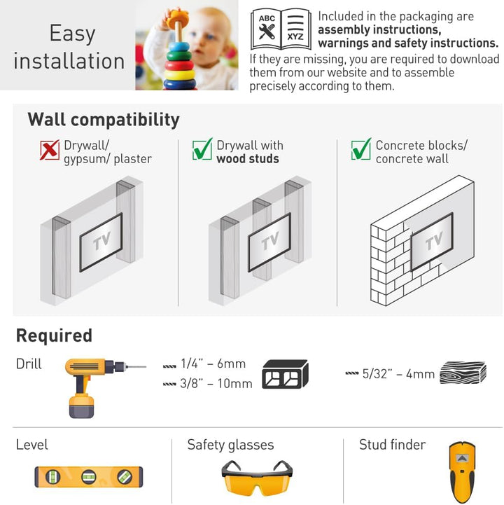 Barkan TV Wandhalterung, 13-65 Zoll Schwenkbar/Neigbar/Vollbewegung TV Halterung, hält bis 36Kg, für