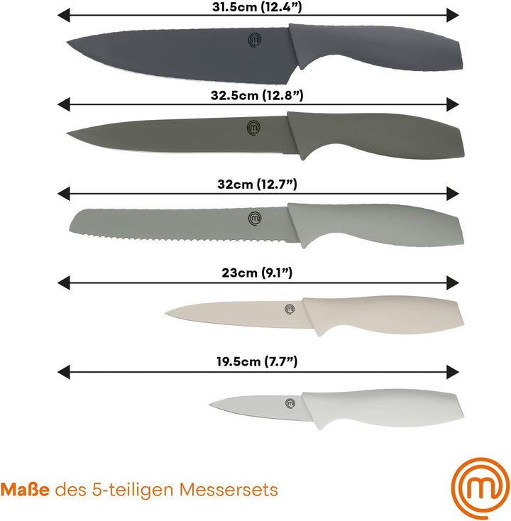 MasterChef Messerset, Küchenmesser Set ink. Kochmesser, Gemüsemesser, Schälmesser, Schneidemesser &