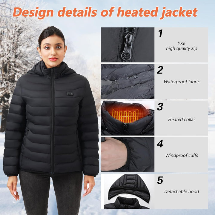 Beheizbare Jacke Herren Damen, Winter Elektrische Herren Beheizte Jacke USB Lade Heizmantel Mit 5V 1