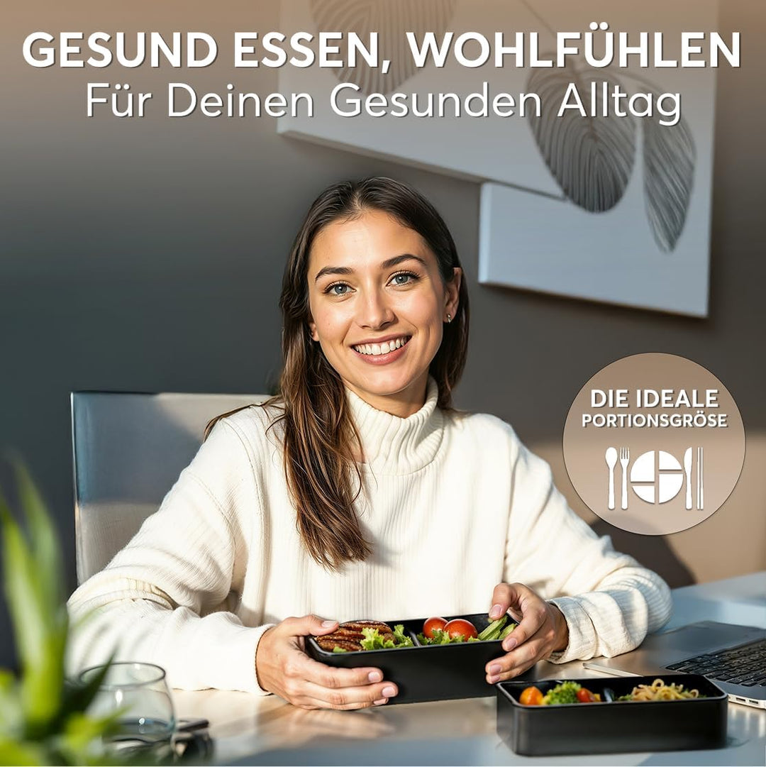 Umami Lunchbox Erwachsene, Auslaufsichere Bento Box mit Fächern und 4 Bestecke, Brotdose Erwachsene,