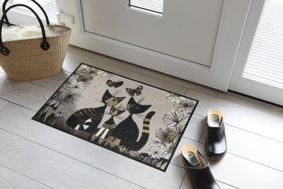 Rosina Wachtmeister Fussmatte waschbar by Salonloewe Gatti con Fiori 50 x 75 cm Tür-Matte Katzen bun
