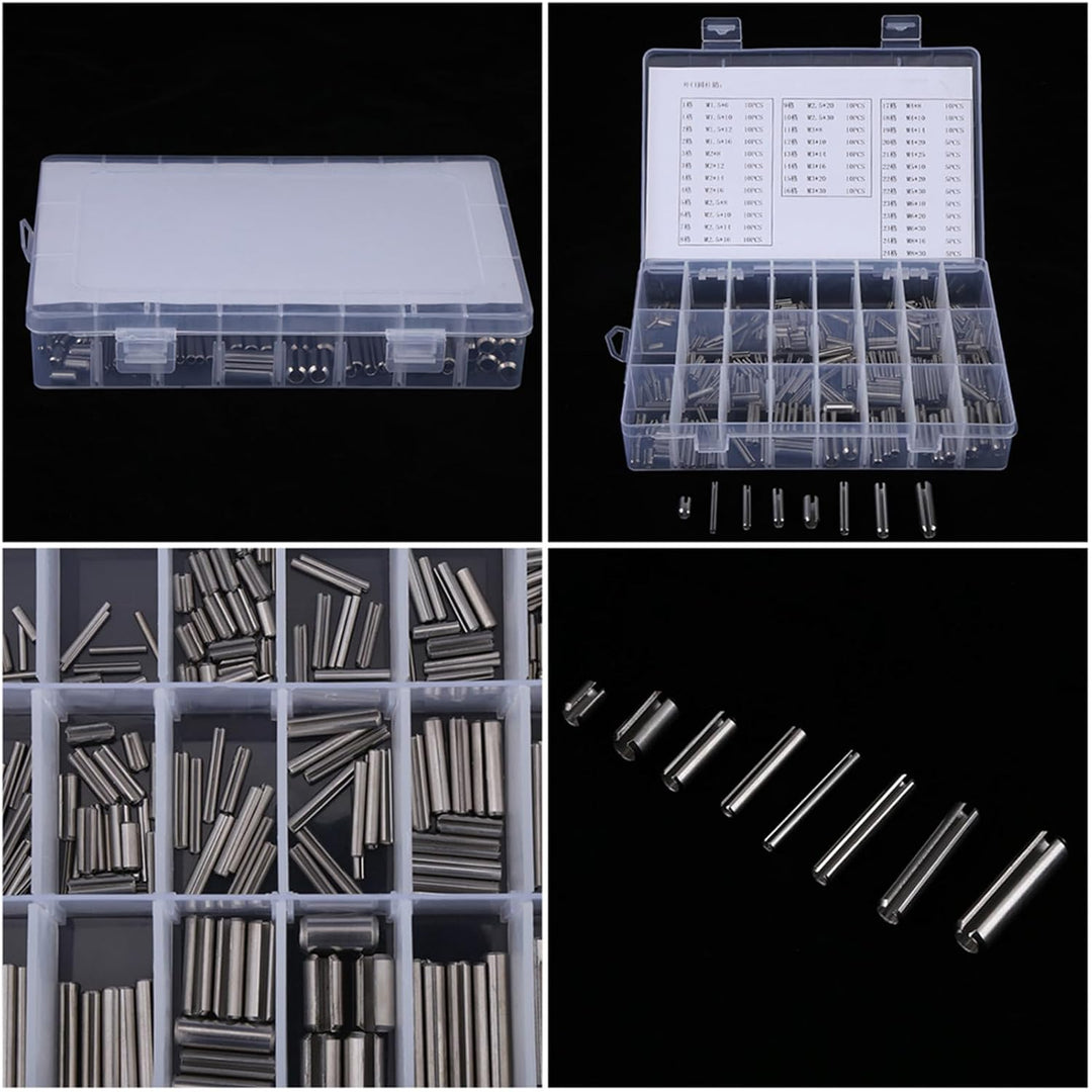 280pcs Spannstifte Federstift Hohlsplinte M1,5 M2 M2,5 M3 M4 M5 M6 M8 Edelstahl Feder Spannhülsen Se