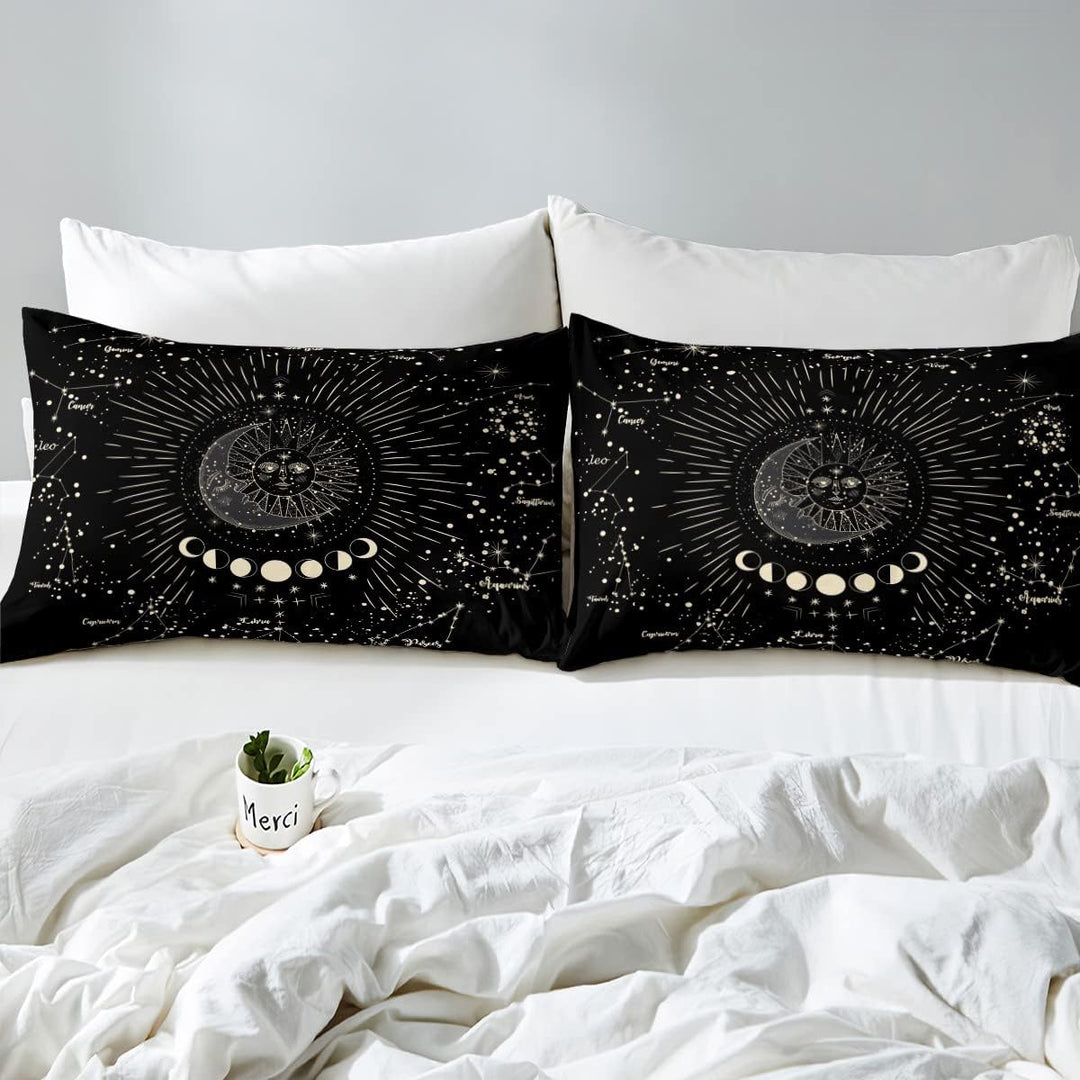 Loussiesd Sonne und Mond Bettwäsche Set 135x200cm Boho exotisches Dekor Bettwäsche Kinder Jungen Mäd