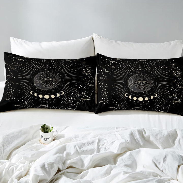Loussiesd Sonne und Mond Bettwäsche Set 135x200cm Boho exotisches Dekor Bettwäsche Kinder Jungen Mäd