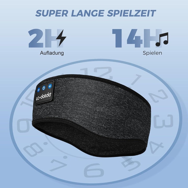 LC-dolida Schlafkopfhörer Bluetooth 5.4, Schlaf Stirnband Kopfhörer Headband Schlafmaske, Sportskopf