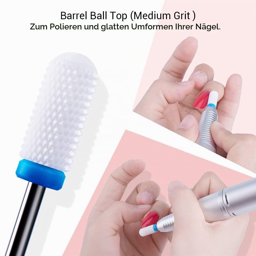 MelodySusie 7x Premium Keramik Bits Set Professioneller Schleifkörper Schleifkopf Nagelfräser Aufsät