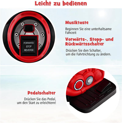 COSTWAY Kinder Motorrad, mit Seifenblasenmaschine, 6V Elektro Motorrad mit Musik und LED Scheinwerfe