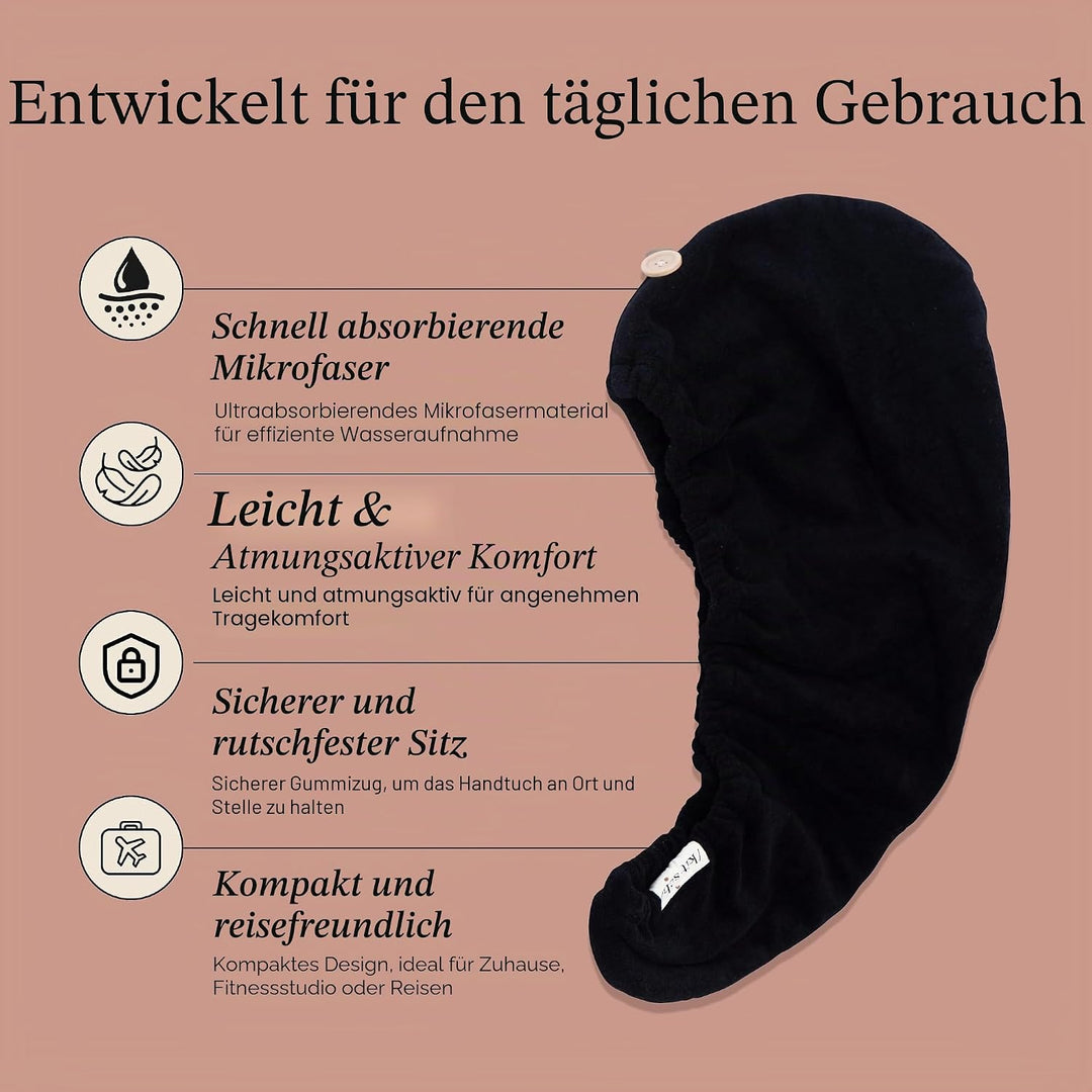 Kitsch Mikrofaser-Haartuch für Damen – Ultra-saugfähiges Haarhandtuch aus Mikrofaser für nasses, loc