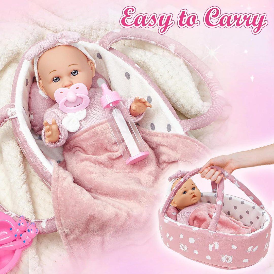 Puppenzubehör Puppen Zubehör mit Puppenbett Puppenwindeln für 30cm Puppen, Tragbares , Geschenk für