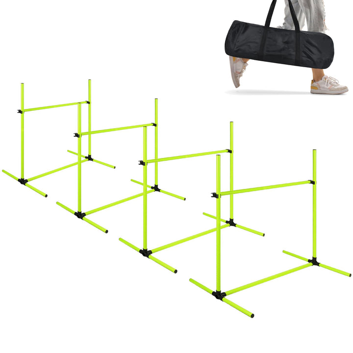Agility Set Hunde Hürdenset Slalom Stangen Agility Ausrüstung für Hundetraining mit 4 x Hürden Höhen
