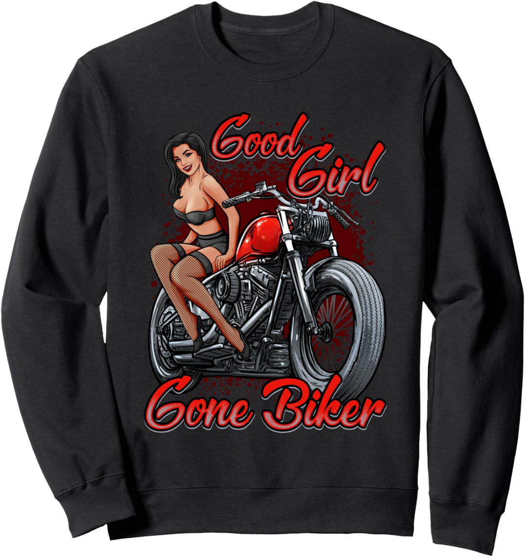 Sexy Pin Up Girl Biker Motorrad Geschenk für Frauen Sweatshirt