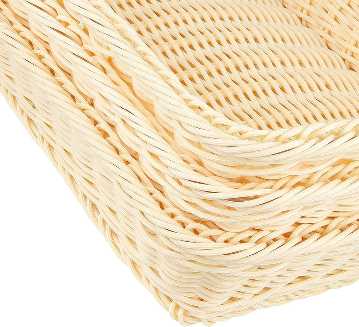 3 Stück Rechteckiger Brotkorb geflochten, Brötchenkorb Klein aus Kunststoff 30 x 20 x 7cm, Weidenkor