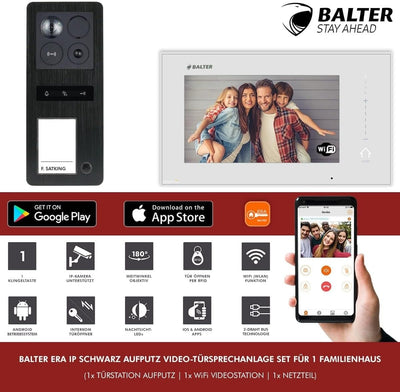 Nonic Balter ERA Schwarz IP Aufputz Video-Türsprechanlagen WLAN Set für 1 Familienhaus (1x Türstatio