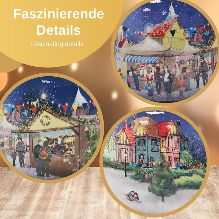 Schneekugel Weihnachten Spieluhr | Nostalgie Pferdekutsche über Brücke | Sockel Winterlandschaft | M