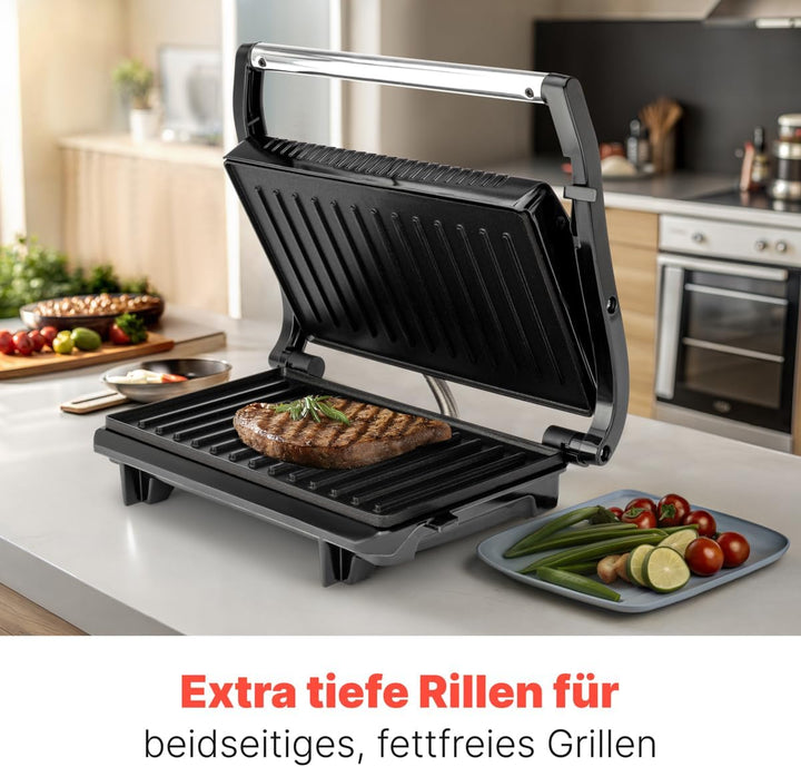 Bomann® Kontaktgrill | beidseitiges fettfreies Grillen | 700W | antihaftbeschichtete Grillplatten |